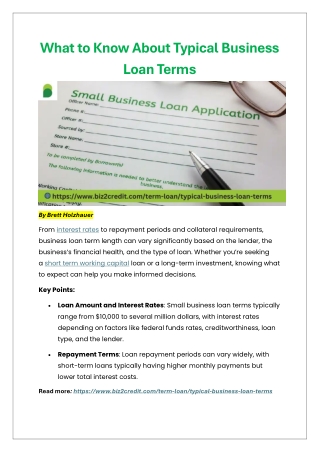 What to Know About Typical Business Loan Terms