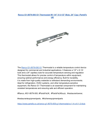 Ranco G1-8079-000 G1 Thermostat W_ 1_4_ X 6-1_2_ Blub, 24_ Cap _ PartsFe UK