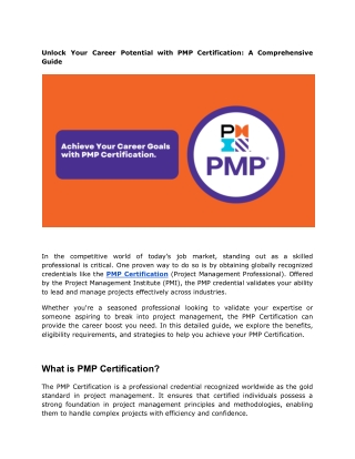 Unlock Your Career Potential with PMP Certification_ A Comprehensive Guide