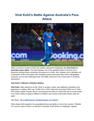 Virat Kohli’s Battle Against Australia's Pace Attack (1)