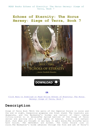READ Books Echoes of Eternity The Horus Heresy Siege of Terra  Book 7