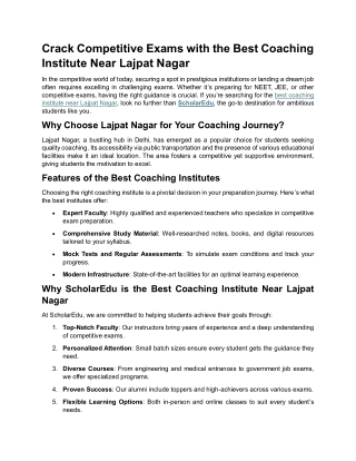 Crack Competitive Exams with the Best Coaching Institute Near Lajpat Nagar