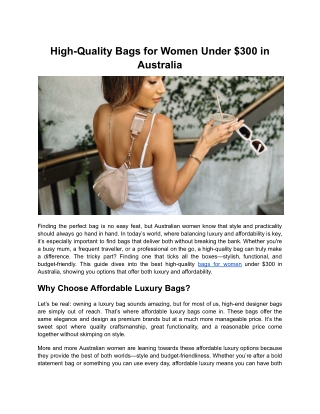 High-Quality Bags for Women Under $300 in Australia