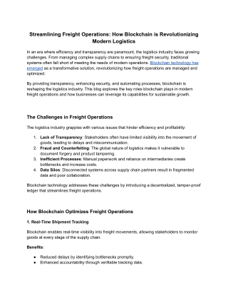 Streamlining Freight Operations: How Blockchain is Revolutionizing Modern Logist