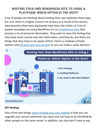 Hosting Your Own WordPress Site Vs Using A Platform