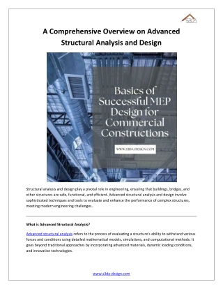 A Comprehensive Overview on Advanced Structural Analysis and Design