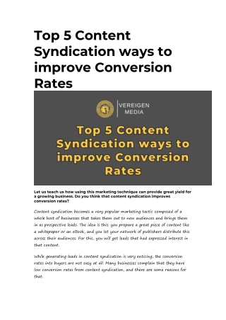 Top 5 Content Syndication ways to improve Conversion Rates