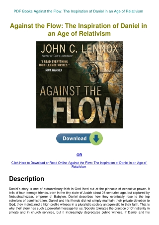 PDF Books Against the Flow The Inspiration of Daniel in an Age of Relativism