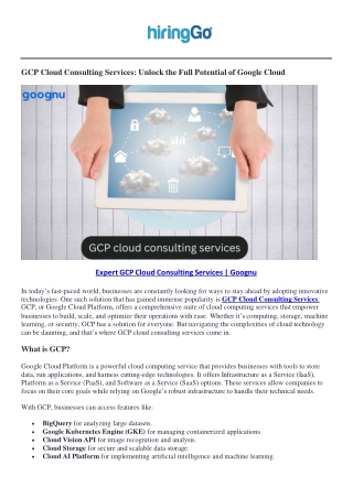 Expert GCP Cloud Consulting Services - Goognu