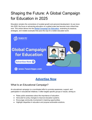 Shaping the Future_ A Global Campaign for Education in 2025