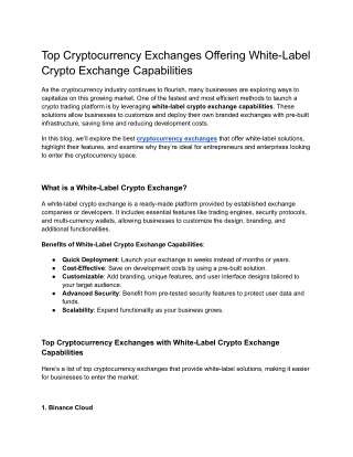 Top Cryptocurrency Exchanges Offering White-Label Crypto Exchange Capabilities