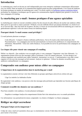 Le marketing par e-mail : bonnes pratiques d'une agence spécialiste