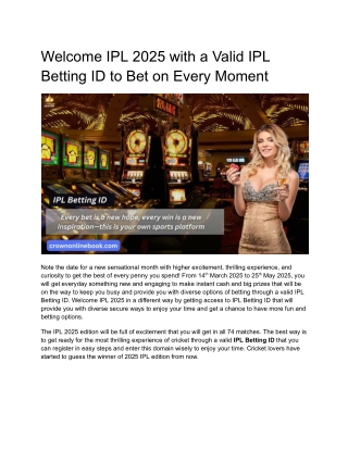 Welcome IPL 2025 with a Valid IPL Betting ID to Bet on Every Moment