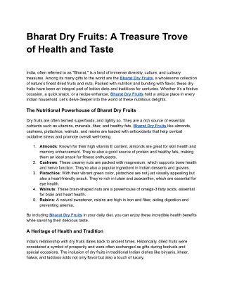 Bharat Dry Fruits_ A Treasure Trove of Health and Taste
