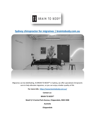 Sydney chiropractor for migraines | braintobody.com.au