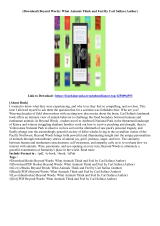 (Free Book) Beyond Words: What Animals Think and Feel By Carl Safina (Author)