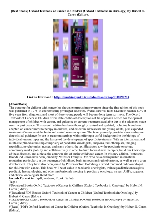 [Ebook Download] Oxford Textbook of Cancer in Children (Oxford Textbooks in Onco