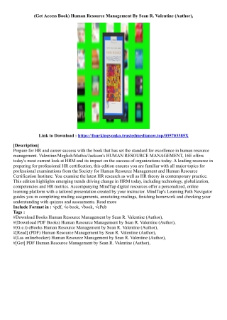 (View Book) Human Resource Management By Sean R. Valentine (Author),