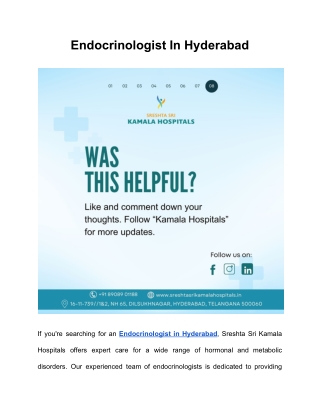 Endocrinologist In Hyderabad
