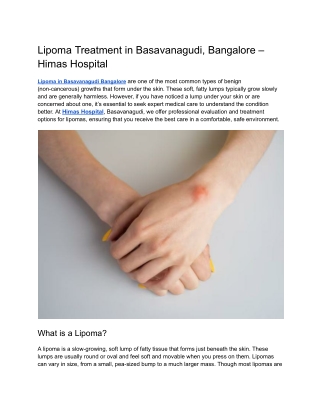 Lipoma Treatment in Basavanagudi, Bangalore – Himas Hospital