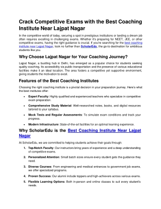 Crack Competitive Exams with the Best Coaching Institute Near Lajpat Nagar