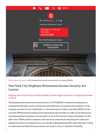 New York City Employee Retirement Income Security Act Lawyer