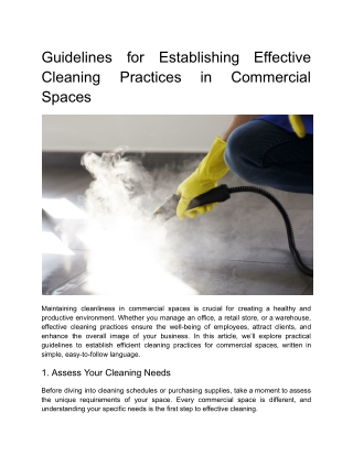 Guidelines for Establishing Effective Cleaning Practices in Commercial Spaces