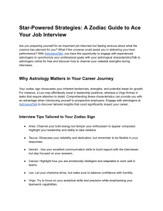 Star-Powered Strategies- A Zodiac Guide to Ace Your Job Interview