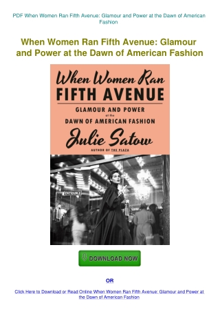PDF When Women Ran Fifth Avenue Glamour and Power at the Dawn of American Fashion