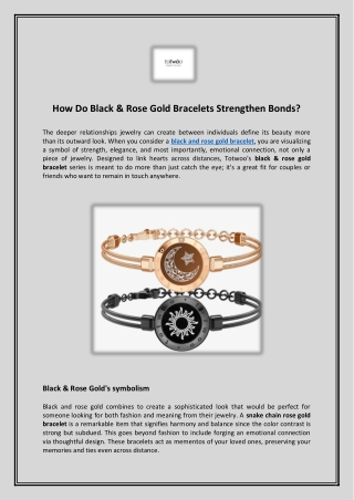 How Do Black & Rose Gold Bracelets Strengthen Bonds