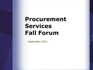 Procurement Services Fall Forum