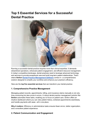 Top 5 Essential Services for a Successful Dental Practice