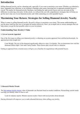 Maximizing Your Return: Strategies for Selling Diamond Jewelry Nearby