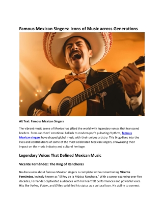 Famous Mexican Singers: Icons of Music across Generations