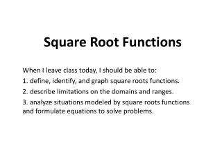 Square Root Functions