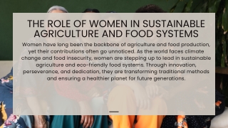 The Role of Women in Sustainable Agriculture and Food Systems