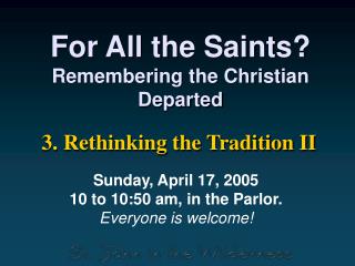 For All the Saints? Remembering the Christian Departed