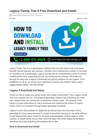 Legacy Family Tree 9 Free Download and Install