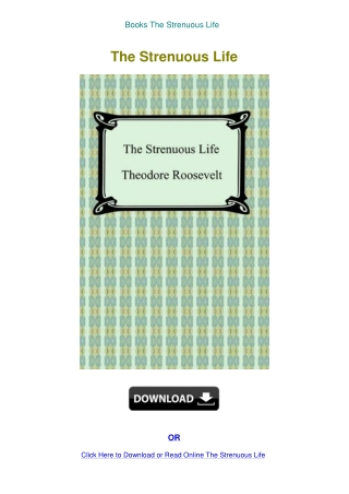 Books The Strenuous Life