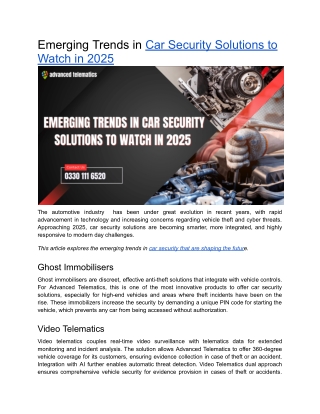 Emerging Trends in Car Security Solutions to Watch in 2025