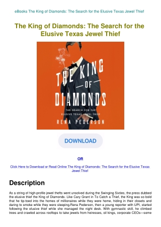 eBooks The King of Diamonds The Search for the Elusive Texas Jewel Thief