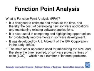 Function Point Analysis