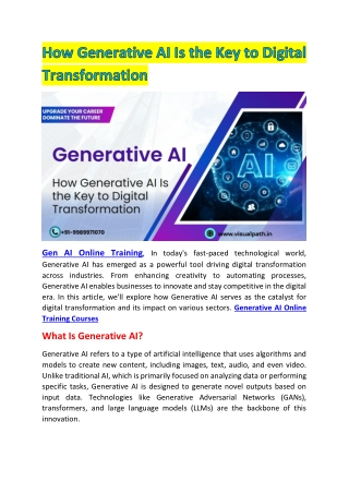 Generative AI Online Training Courses | Gen AI Online Training