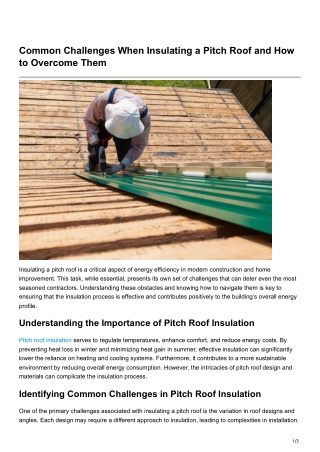 Common Challenges When Insulating a Pitch Roof and How to OvercomeThem