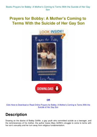 Books Prayers for Bobby A Mother's Coming to Terms With the Suicide of Her Gay Son