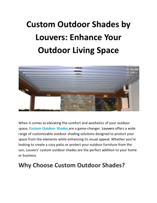 Custom Outdoor Shades | Auckland Louvres