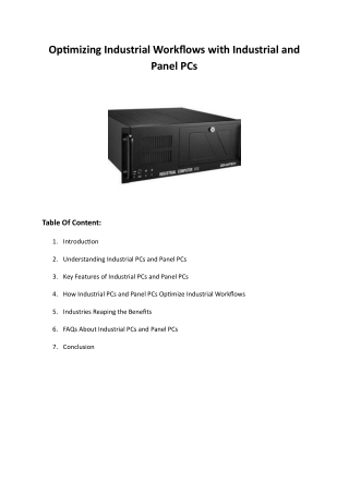 Optimizing Industrial Workflows with Industrial and Panel PCs