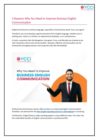 5 Reasons Why You Need To Improve Business English Communication