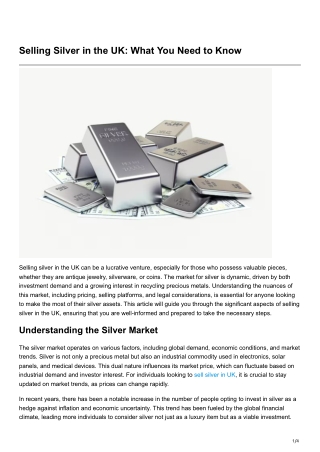 Selling Silver in the UK What You Need toKnow