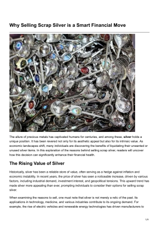 Why Selling Scrap Silver is a Smart Financial Move